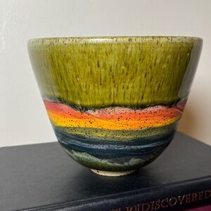Sunset‎ Mountain Hand Thrown Colorful Pottery Bowl by Michael Gibbons NH USA